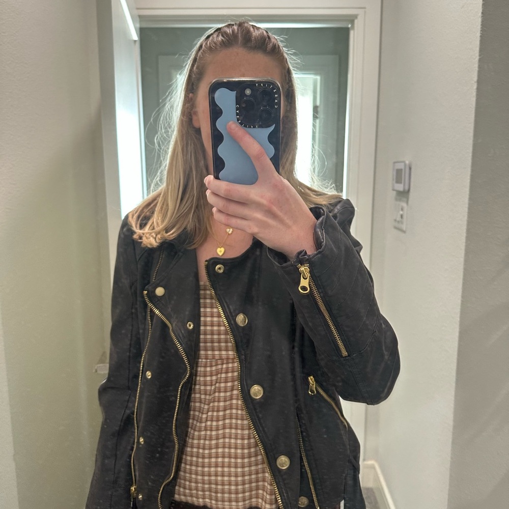 We The Free Vegan Leather Jacket in Black and Tan